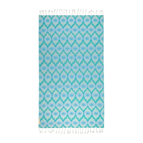 Niebiesko-zielony ręcznik hammam Begonville Ripple, 180x95 cm