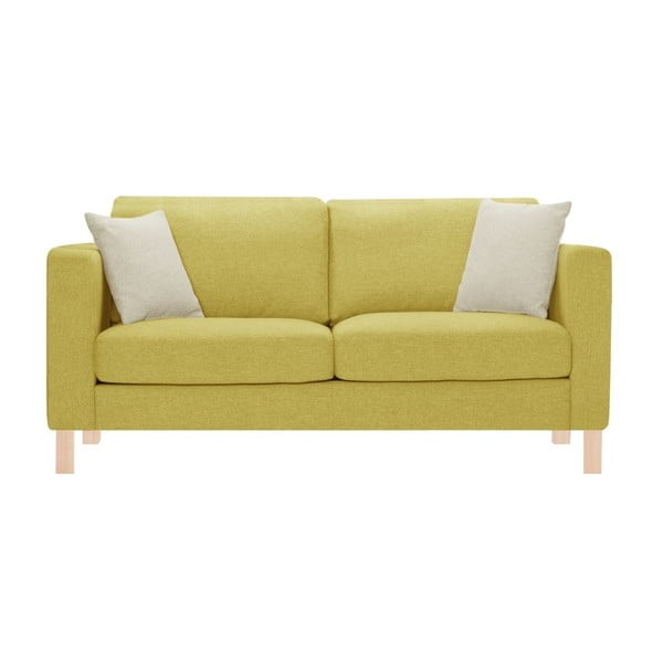 Żółta sofa z 2 kremowymi poduszkami Stella Cadente Canoa