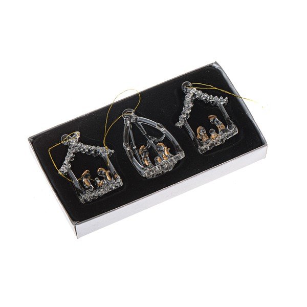 Szklane ozdoby świąteczne zestaw 3 szt. 8,5 cm Betlehem – Dakls