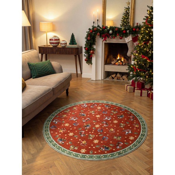 Czerwony/zielony okrągły dywan ze świątecznym motywem ø 200 cm Toy's Delight Nostalgic Noel Red Green – Villeroy&Boch-image-1