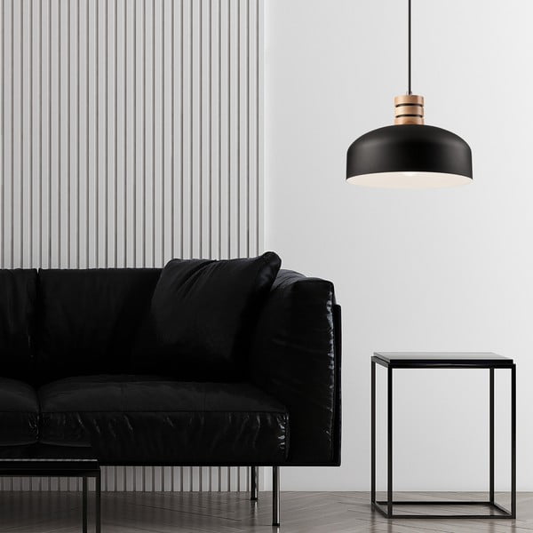 Czarna lampa wisząca z metalowym kloszem ø 30 cm Cosmo – LAMKUR-image-1