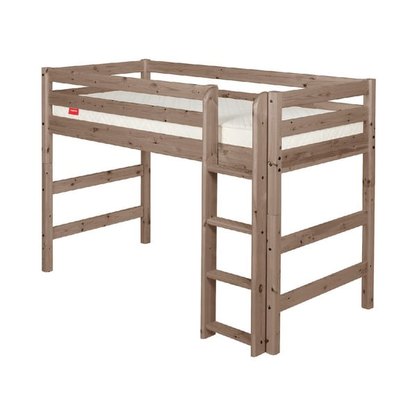 Brązowe wyższe łóżko dziecięce z drewna sosnowego Flexa Classic, 90x200 cm
