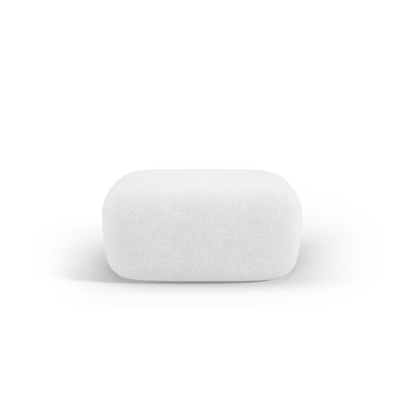 Puf z materiału bouclé w kolorze kości słoniowej Jenny – Micadoni -image-1