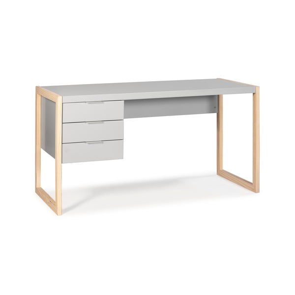 Szare biurko z nogami z drewna sosnowego Marckeric Frank-image-2