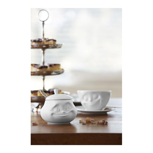 Biała uśmiechnięta cukierniczka z porcelany 58products-image-1