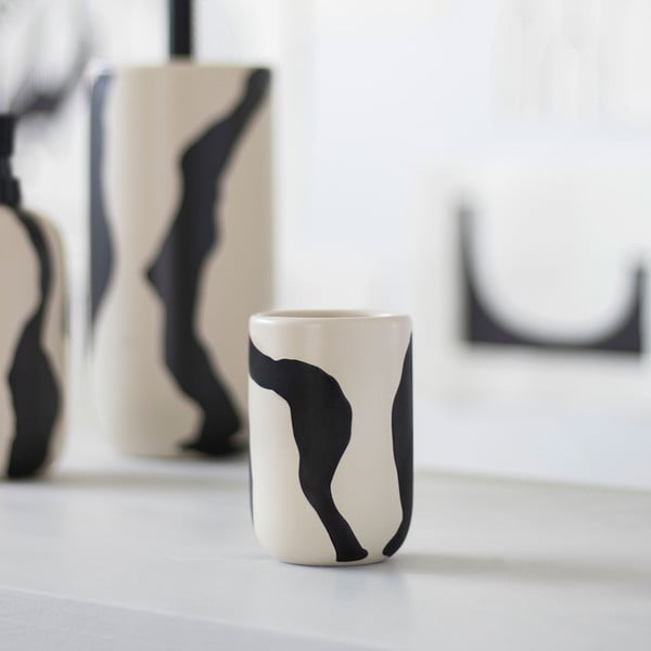Czarno-biały ceramiczny kubek na szczoteczki do zębów Icon – Mette Ditmer Denmark-image-3
