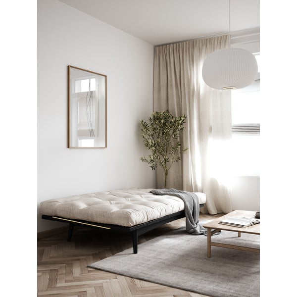 Sofa rozkładana ze sztruksową tapicerką Karup Design Folk Black/Honey-image-1