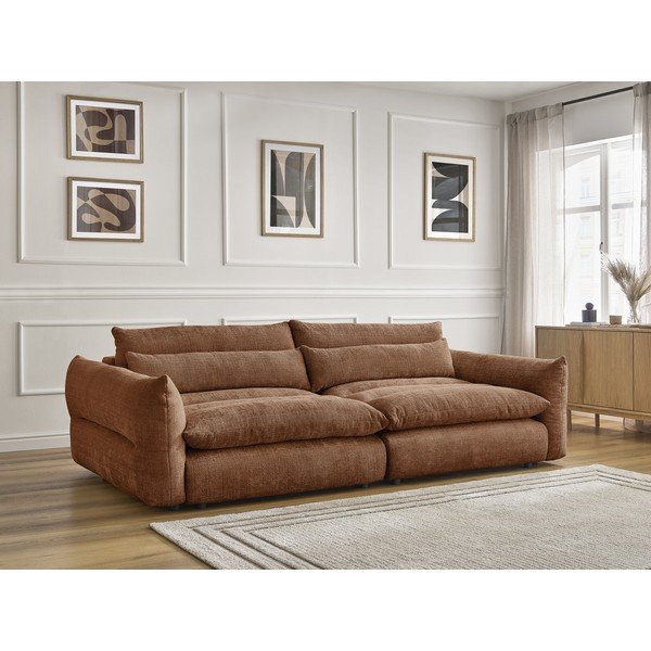 Pomarańczowa sofa z tkaniny szenilowej 276 cm Neil – Bobochic Paris-image-1