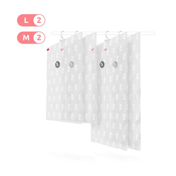 Zestaw 4 wiszących worków próżniowych na ubrania Compactor Hanging Vacuum Bags, 105x70 cm