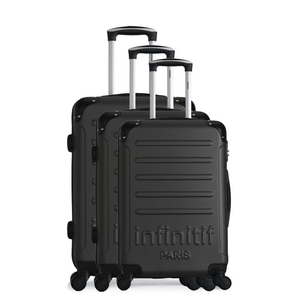 Komplet 3 ciemnoszarych walizek podróżnych na kółkach Infinitif Horten-A