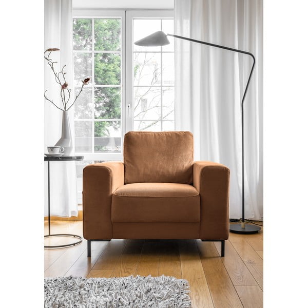 Pomarańczowobrązowy sztruksowy fotel Lofty Lilly – Miuform-image-1