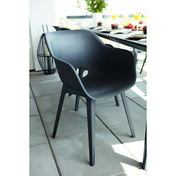 Ciemnoszare plastikowe krzesła ogrodowe zestaw 2 szt. Akola – Keter-image-1