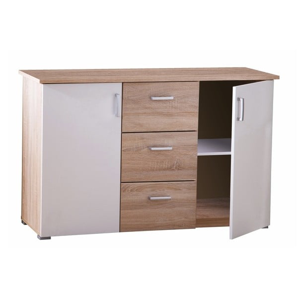 Dwudrzwiowa komoda z 3 szufladami w kolorze drewna 13Casa Function-image-1