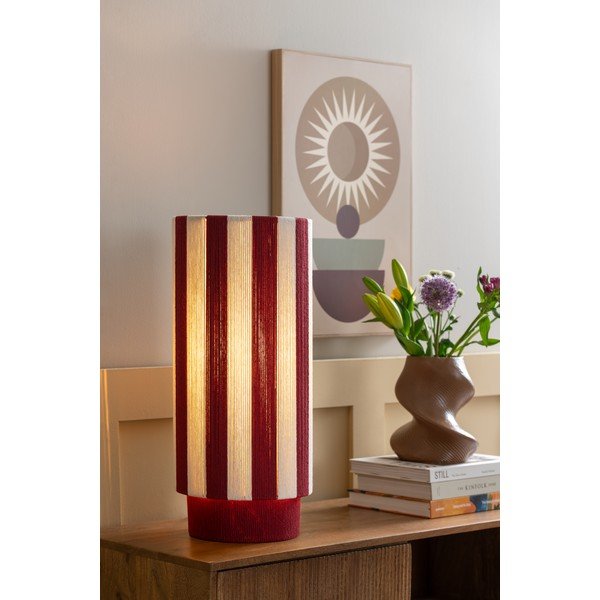 Czerwona/biała lampa stołowa z liny (wysokość 58 cm) Vienna Stripes – Leitmotiv-image-1