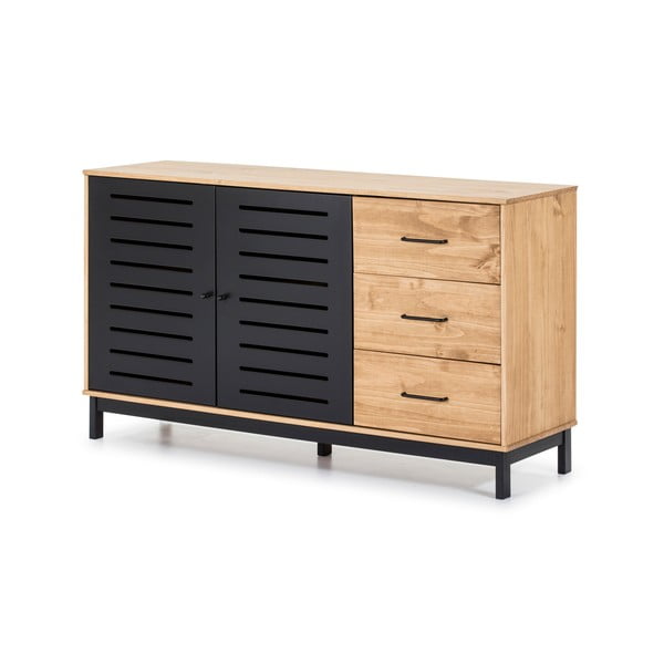 Komoda z drewnianą konstrukcją i czarnymi elementami Marckeric Alessia, szer. 141 cm-image-3