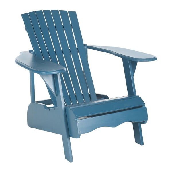 Niebieski drewniany fotel ogrodowy Safavieh Mopani