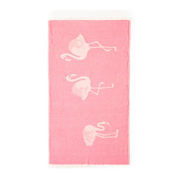 Różowy ręcznik hammam Begonville Flamingo, 175x90 cm