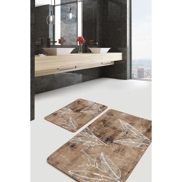 Brązowe aksamitne dywaniki łazienkowe zestaw 2 szt. 60x100 cm – Mila Home-image-4