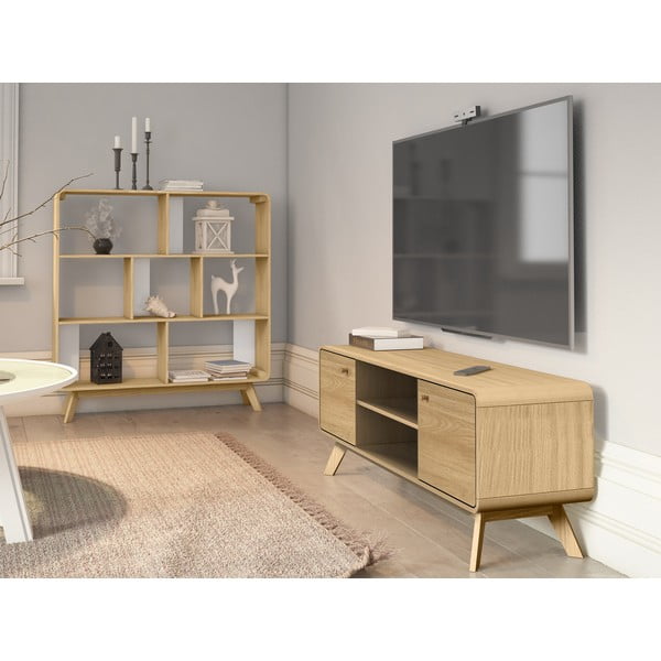 Szafka pod TV w dekorze dębu w naturalnym kolorze 140x53 cm Cassie – Støraa-image-1