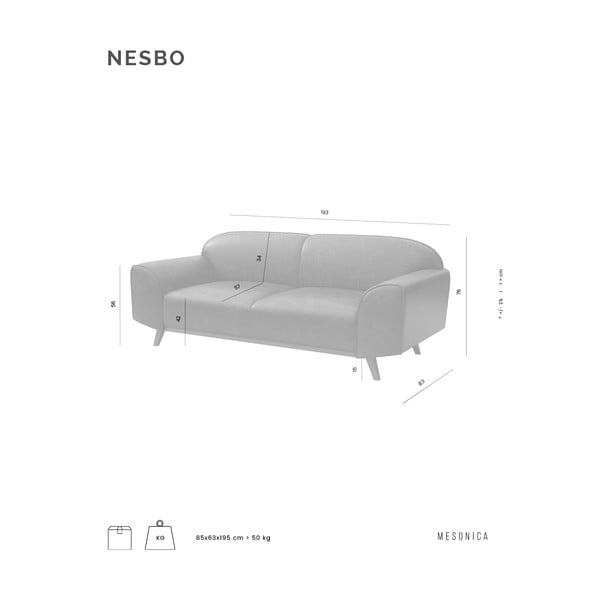 Ciemnoszara skórzana sofa 193 cm Nesbo – MESONICA-image-3