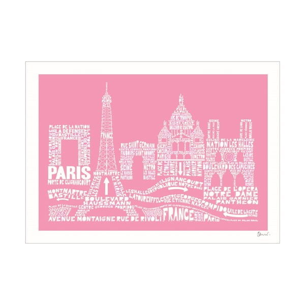 Plakat Paris Pink&White, 50x70 cm