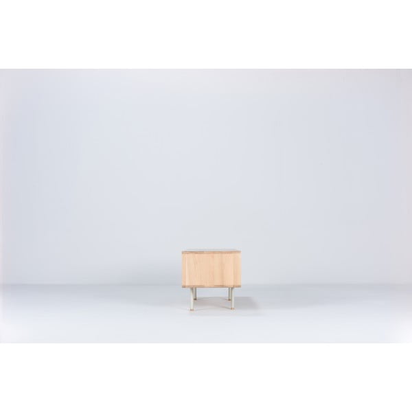 Biało-naturalna szafka pod TV z litego drewna dębowego 160x48 cm Fina – Gazzda-image-4