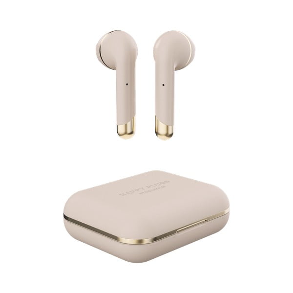 Bezprzewodowe słuchawki w etui w kolorze złota Happy Plugs Air 1
