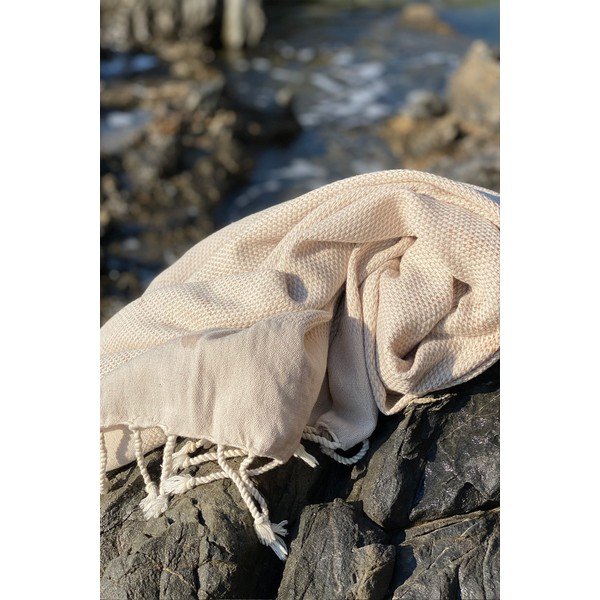 Beżowy bawełniany koc plażowy 90x175 cm Retro – Foutastic-image-1