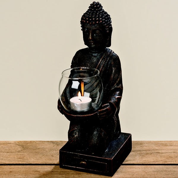 Czarny świecznik Boltze Budhha