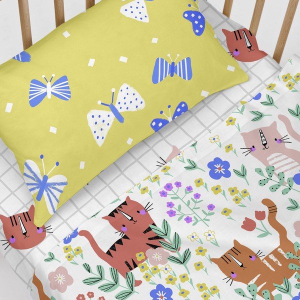 Dziecięce bawełniane prześcieradło Moshi Moshi Meow, 70x140 cm-image-4