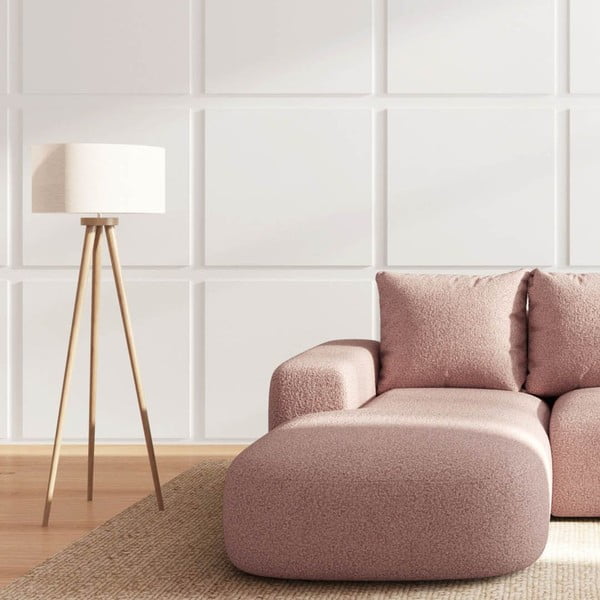 Różowy narożnik z materiału bouclé (lewostronny/z szezlongiem) Monce – Rodier-image-3