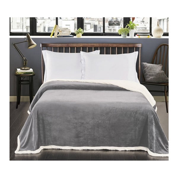 Szary koc z mikrowłókna DecoKing Teddy Steel, 170x210 cm-image-2