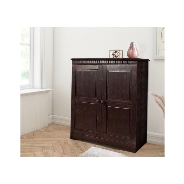 Brązowa szafka z litego drewna sosnowego 100x35 cm Cubrix – Støraa-image-2