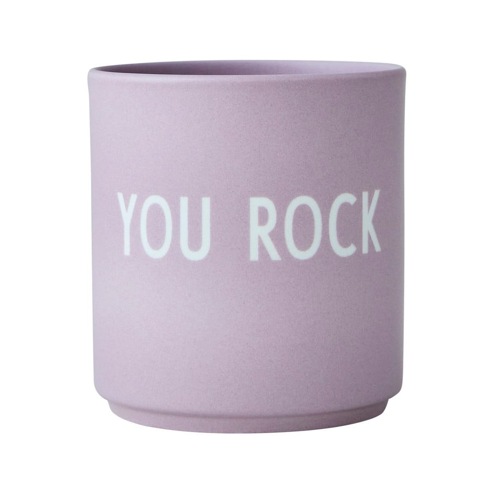 Fioletowy porcelanowy kubek Design Letters Rock, 300 ml