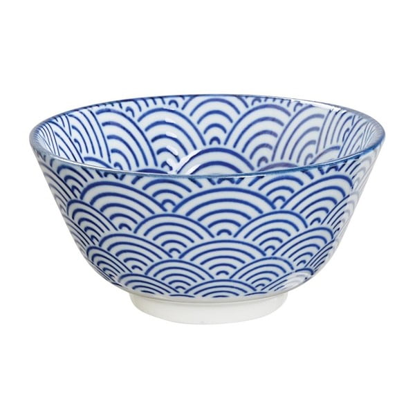 Niebieska porcelanowa miska na ryż Tokyo Design Studio Wave, ⌀ 12 cm