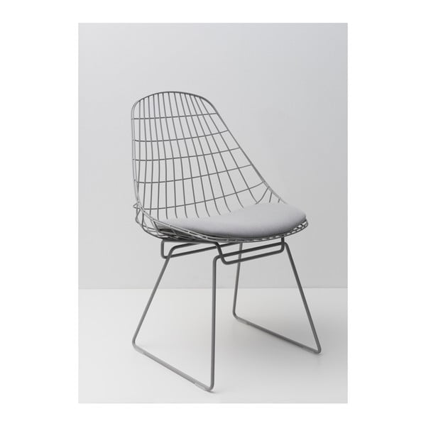 Szare druciane krzesło z siedziskiem Pastoe 