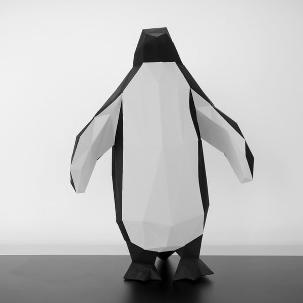 Papierowa rzeźba Pingwin, czarno-biała