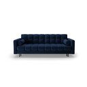 Ciemnoniebieska aksamitna rozkładana sofa ze schowkiem 222 cm Bali – Cosmopolitan Design