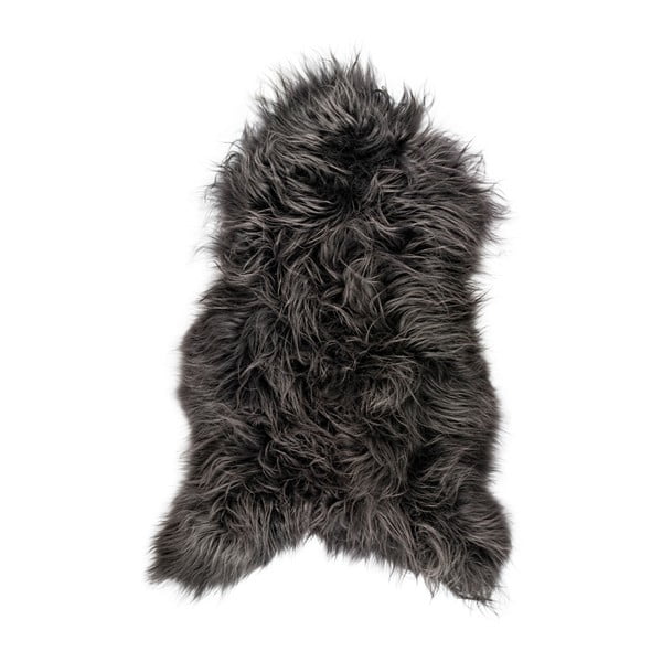 Czarny futrzany dywan z owczej skóry z długim włosiem Arctic Fur Ptelja, 90x55 cm