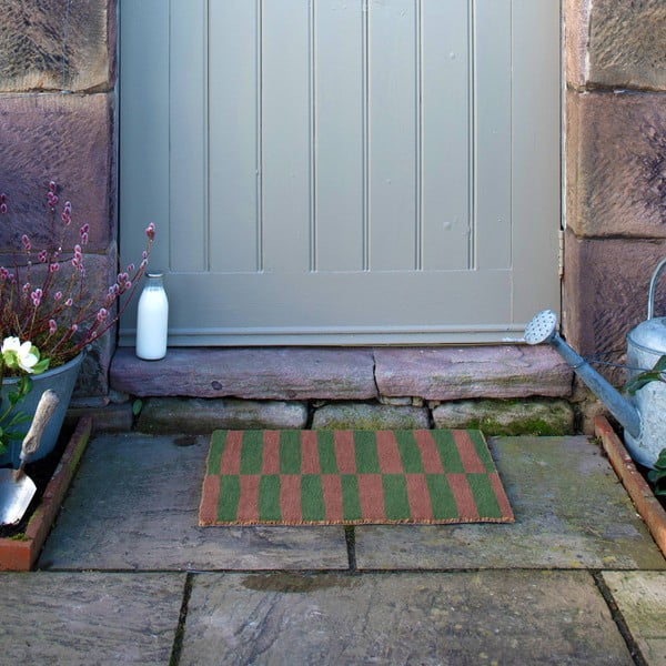 Wycieraczka z włókna kokosowego 40x60 cm Pink & Green Half Stripes – Artsy Doormats-image-4