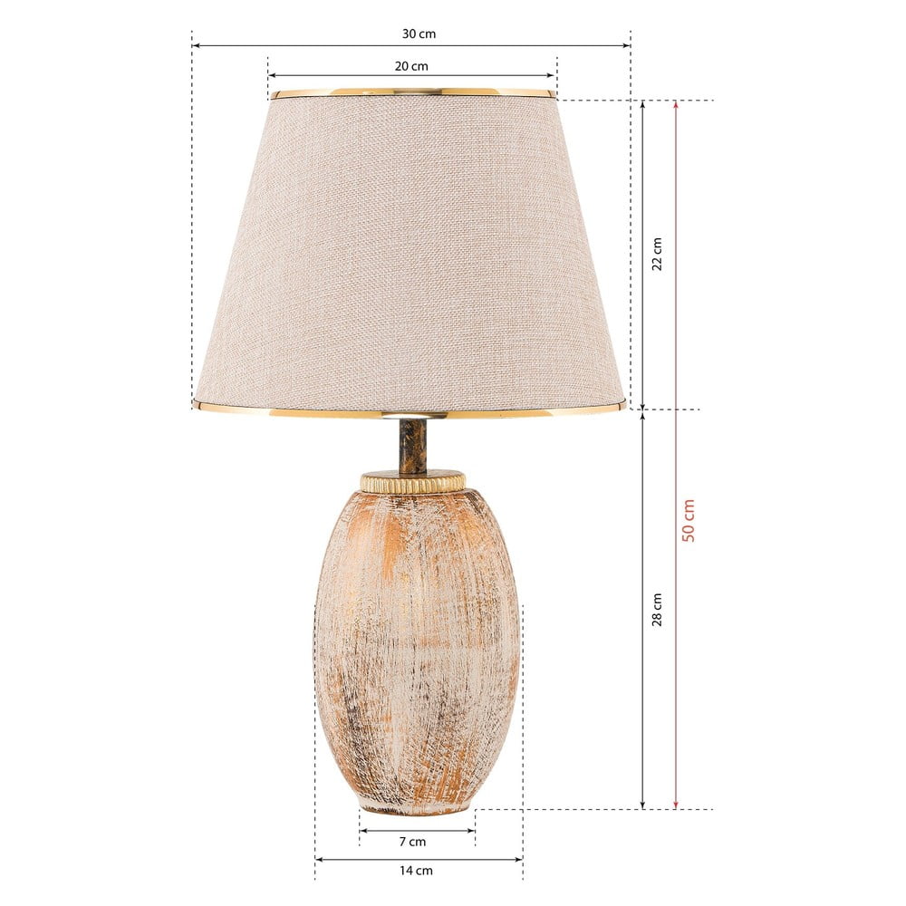 Kremowa/w kolorze złota lampa stołowa z tekstylnym kloszem (wysokość 50 cm) Yakamoz – Opviq lights (zdjęcie 5)