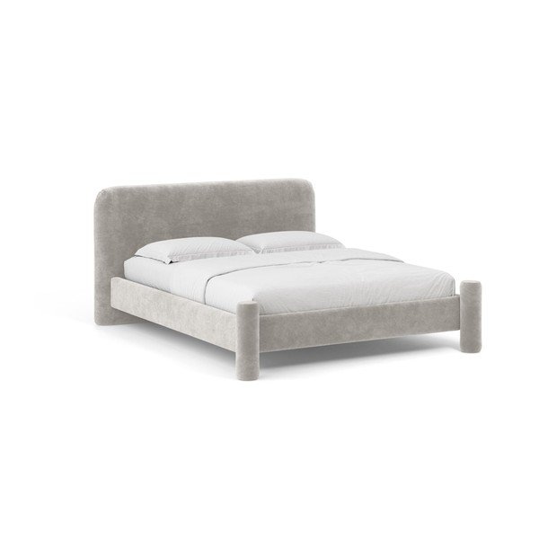 Jasnoszare tapicerowane łóżko dwuosobowe ze stelażem 160x200 cm Vera – Micadoni 