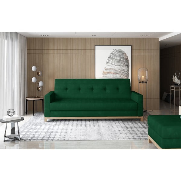 Zielona aksamitna rozkładana/ze schowkiem sofa 216 cm Selene – ELTAP-image-1