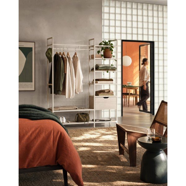 Kremowa stalowa szafa otwarta 140x179,5x40 cm Amara – Marckeric-image-1