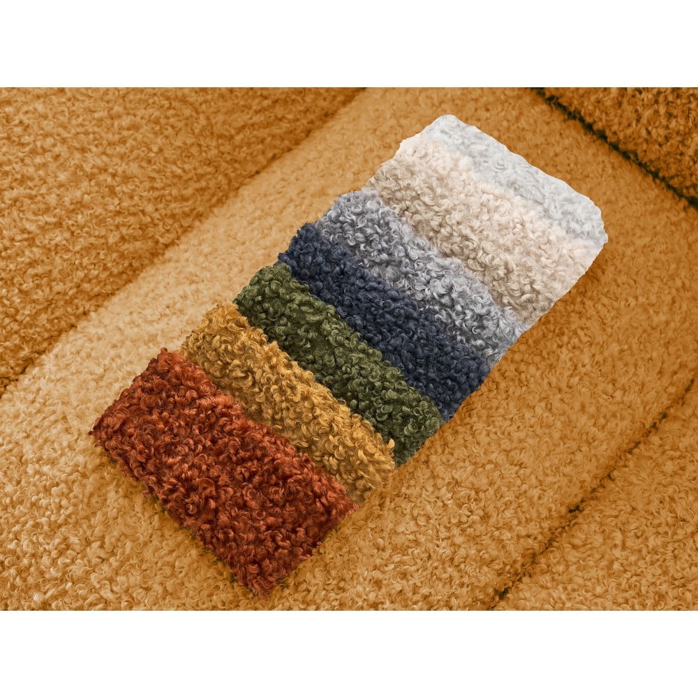 Musztardowa sofa z materiału bouclé 232 cm Hippolyte – Bobochic Paris (zdjęcie 8)