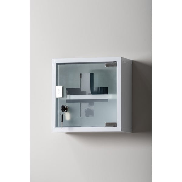 Biała metalowa wisząca szafka łazienkowa 12x25 cm  – PT LIVING-image-1