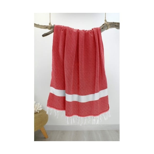 Ręcznik hammam Diamond Style Red & White, 100x180 cm