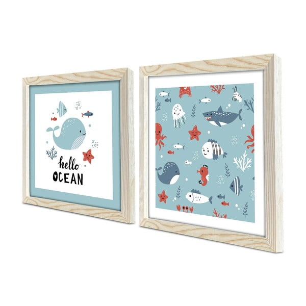 Obrazki dziecięce zestaw 2 szt. 33x68 cm Hello Ocean – Wallity-image-2