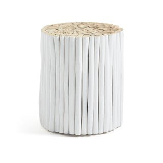 Biały stolik z drewna tekowego Kave Home Filippo, ⌀ 35 cm