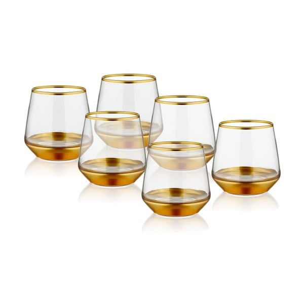 Zestaw 6 szklanek na whiskey w złotym dekorze The Mia Glam